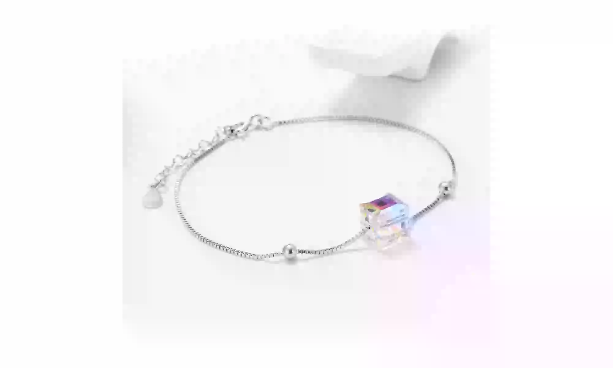 Sterling Silver Adjustable Cube Bracelet with crystals from Swarovski - Primary Image