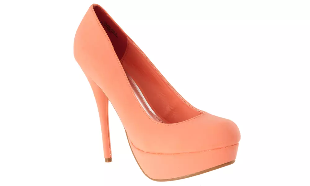 Riverberry Women's 'Colada' Round Toe Platform Stilettos, Melon - Primary Image