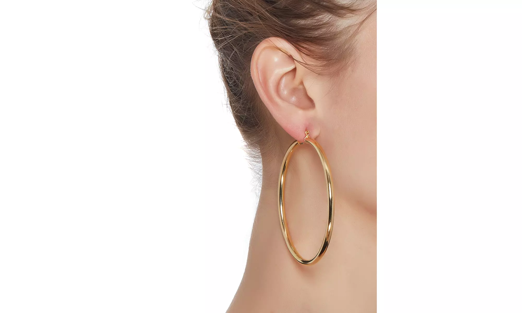 18K Gold Plated Oversized Hoop Earrings - Primary Image