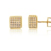 Image 8: Certified Jewelry Men's 14K Gold and Sterling Silver Square Lab Diamond Earrings