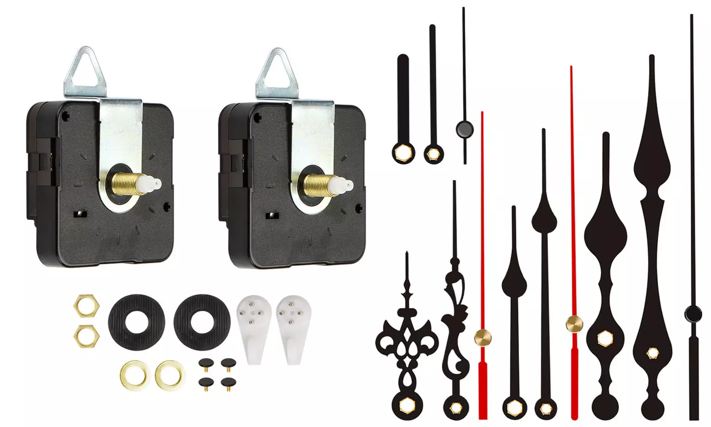 2Pcs Clock Movement Mechanism with 4 Clock Hands DIY Quartz Clock Motor Kit - Primary Image