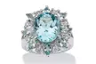 8.60 TCW Oval-Cut Genuine Blue and White Topaz Ring - Second Medium
