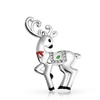 Image 4: Enamel Christmas Reindeer Crystal Pin Brooch Silver Plated