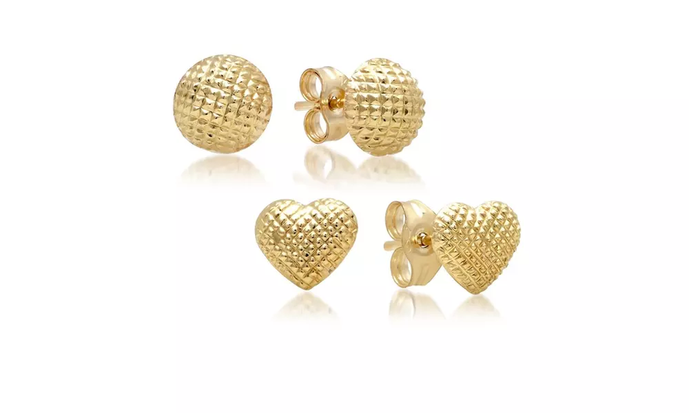 Textured Stud Earring In 14K Gold by Moricci