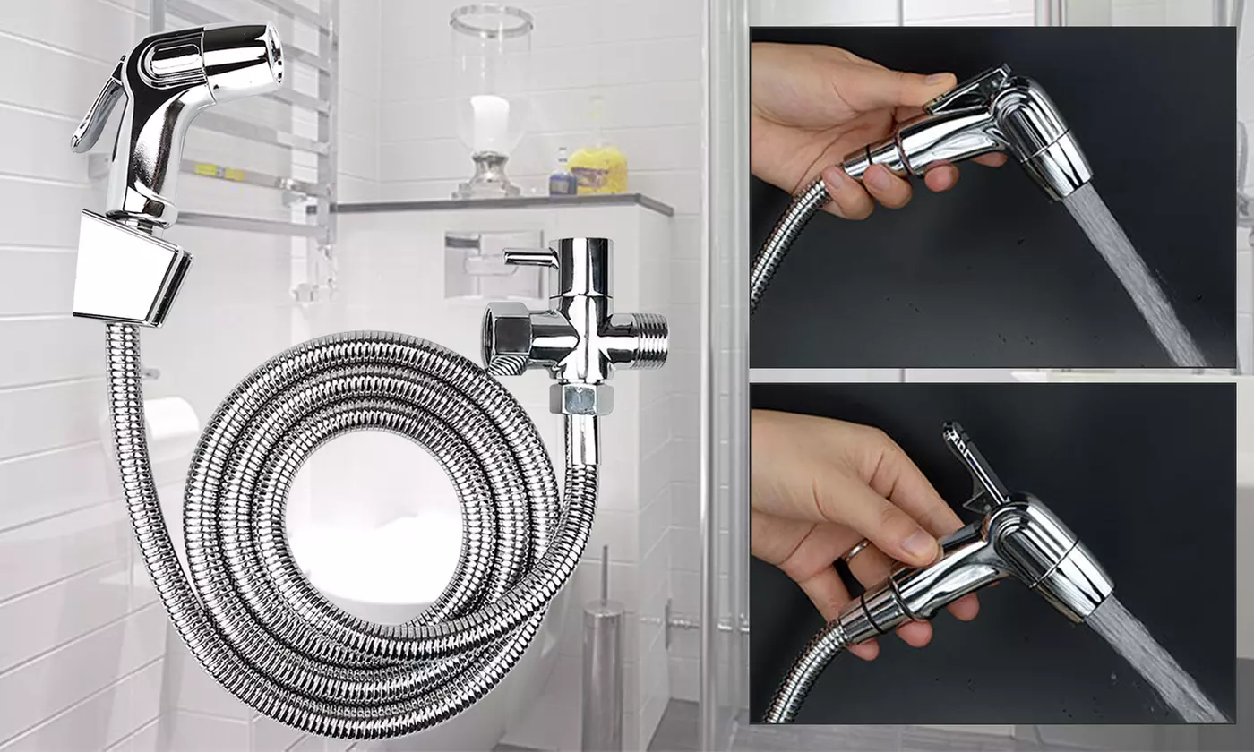 Hand Held Faucet Shower Head Sprayer Set T-Adapter for Toilet Bidet - Primary Image