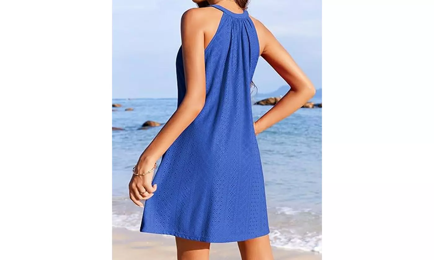 Womens Eyelet Embroidery Crochet Summer Dress