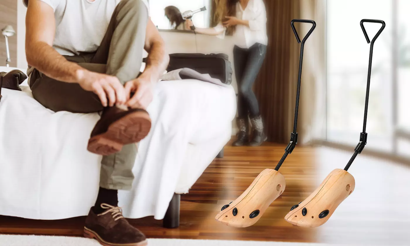 iMounTEK 2-Way Wood Boot Stretchers Shoe Expander w/ Adjustable Length & Width
