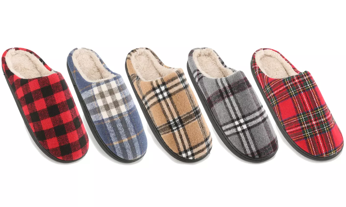 Braveman Unisex Plaid Slide On House Slippers - Primary Image
