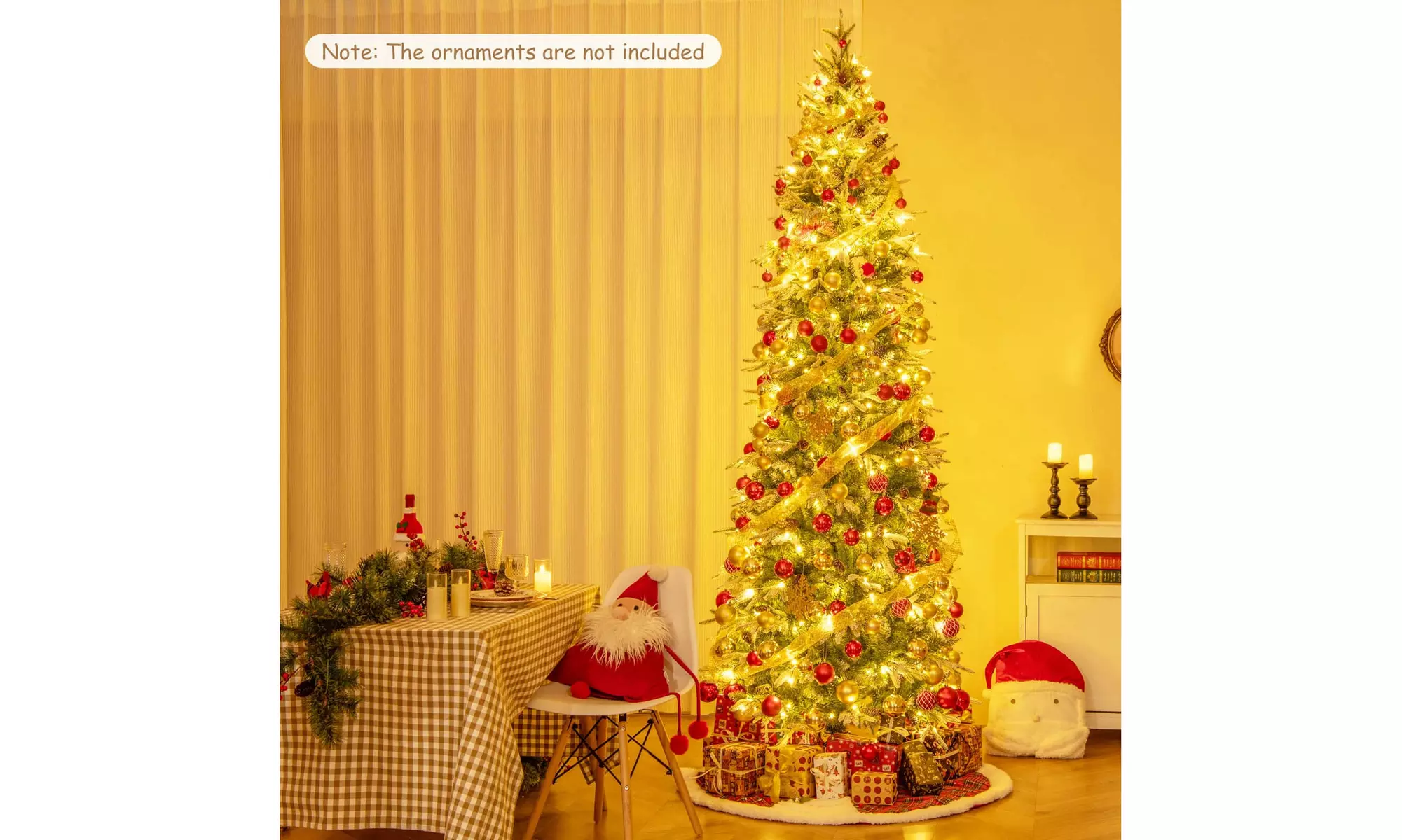 Costway 6/7.5/9 FT Christmas Tree with PE PVC Branch Tips Warm White LED Lights