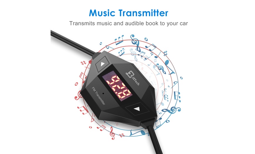 JETech Wireless FM Transmitter Radio Car Kit with 3.5mm Audio Plug Car ...