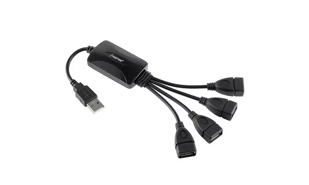 Insten 4-Port Octopus USB 2.0 Hub, Black - Primary Image