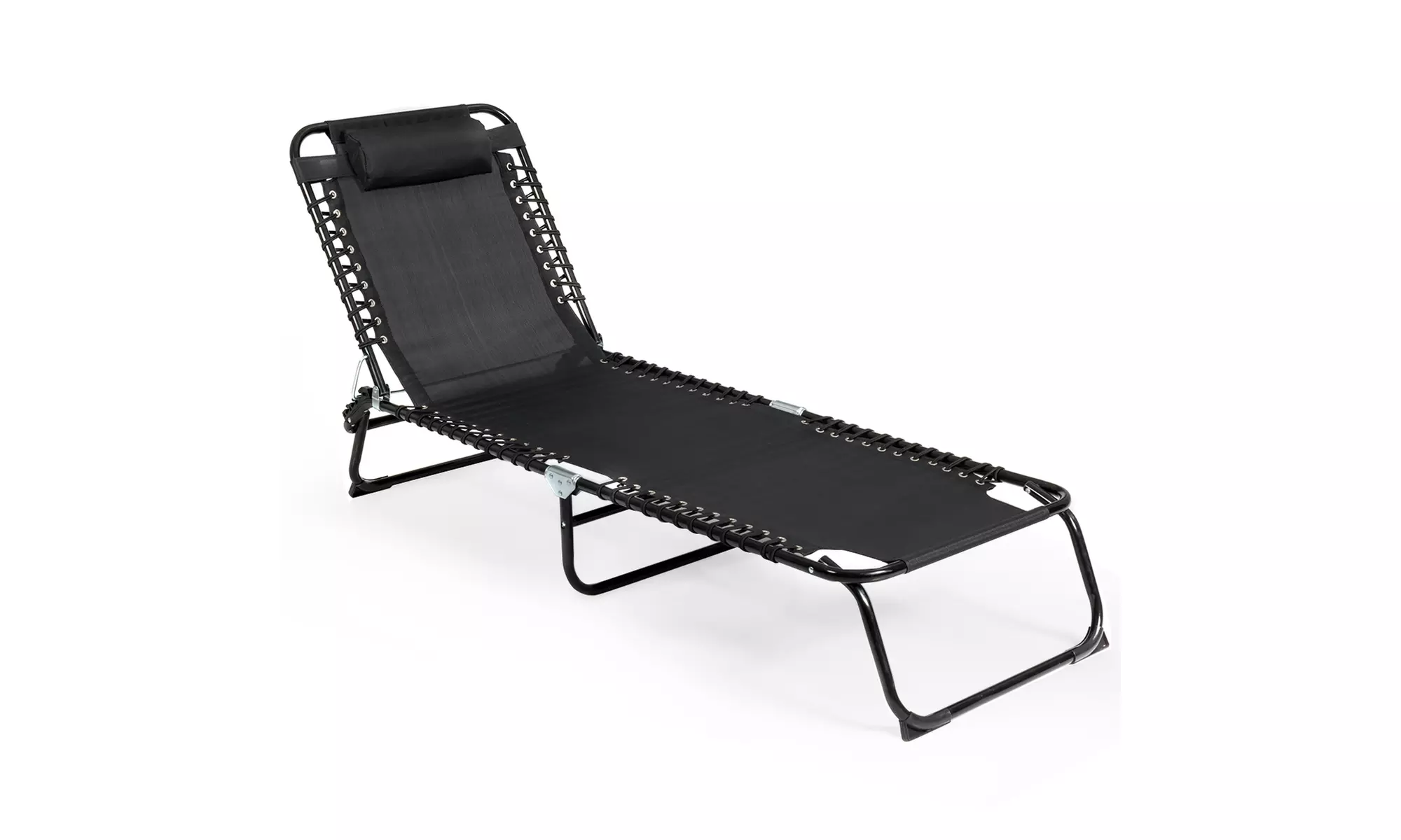 Foldable Lounge Chaise Adjustable Patio Camping Cot w/ Pillow Beach Pool 2 color - Primary Image
