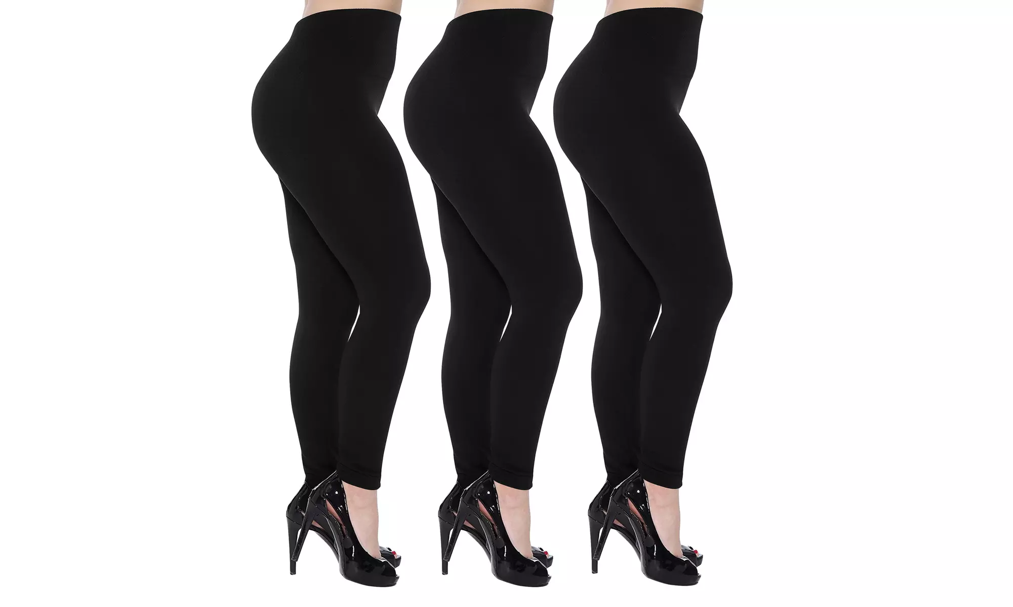 Women's 3-Pack of Soft Seamless Leggings; Fleece Lined
