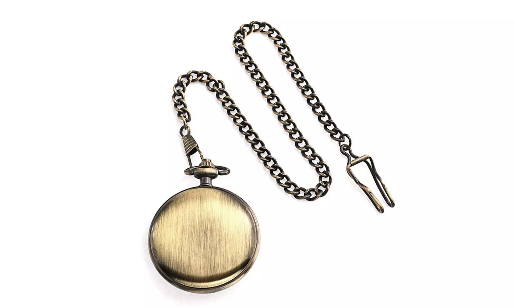 Biker Caribbean Pirate Skull Crossbones Pocket Watch Bronze Finish - Primary Image