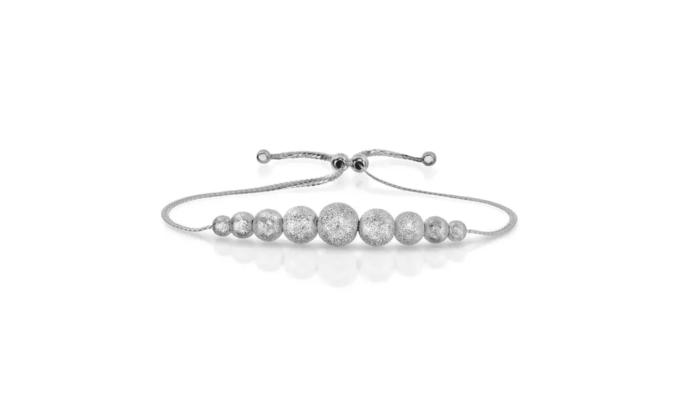 Italian Made Solid sterling Silver Adjustable Graduated Ball Bracelet - Primary Image