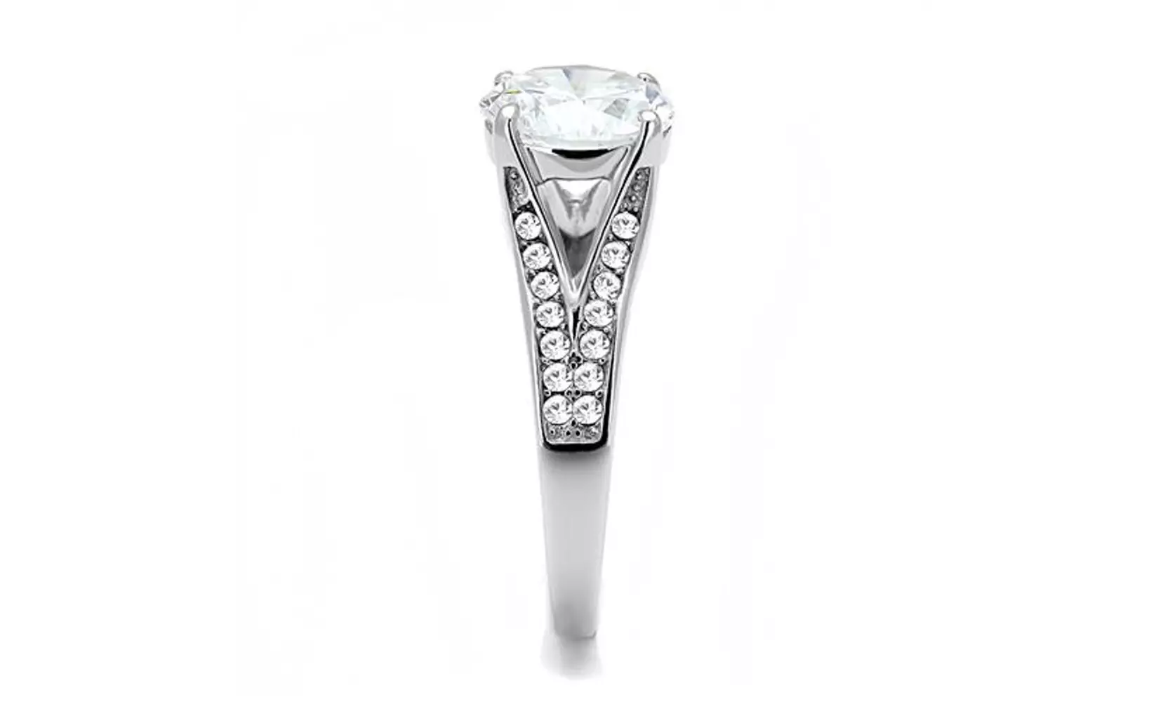 Women's 3.17 Ct Round Cut Zirconia Stainless Steel Engagement Ring