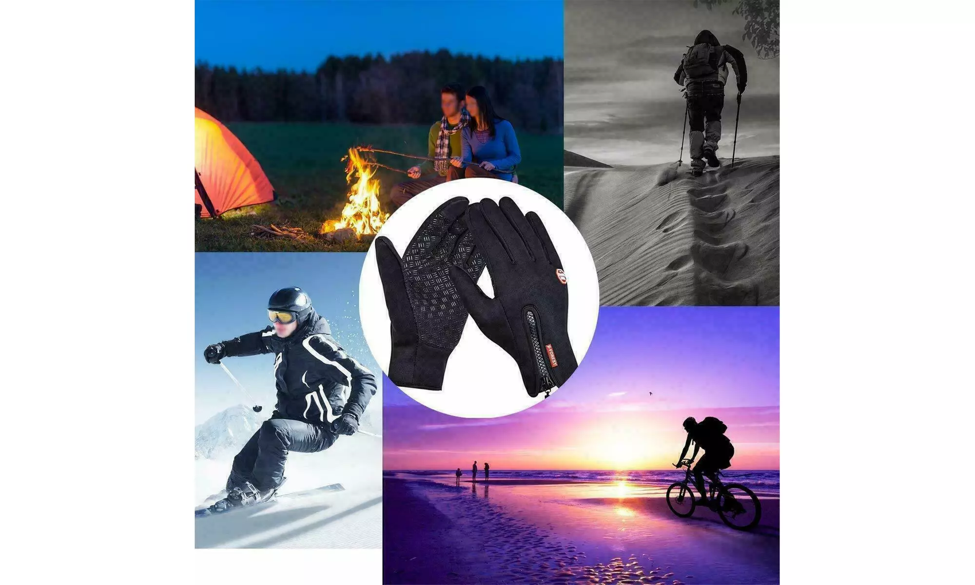 Men Women Winter Warm Gloves Windproof Waterproof Thermal Touch Screen Mitten - Second Medium