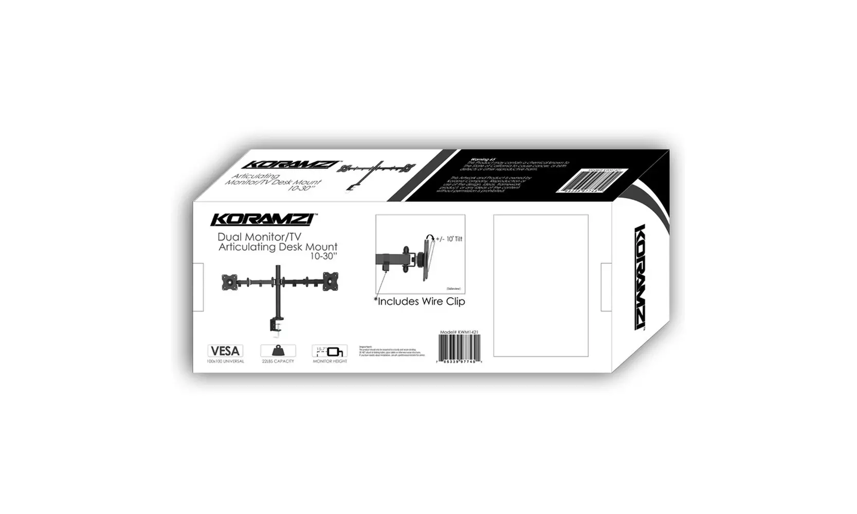 KORAMZI KWM1421 Articulating Dual Monitor Mount - Refurbished