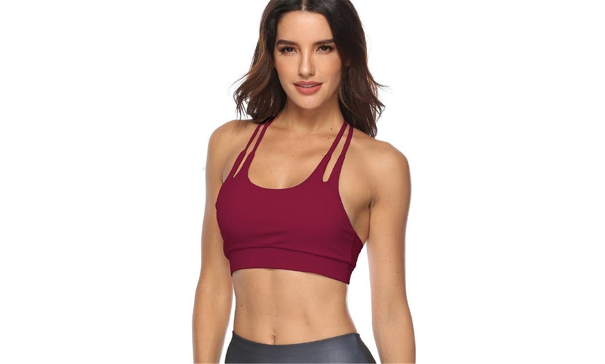 Image 1: Brushed Low Impact Strappy Sports Bra for Women Yoga Bra Tops