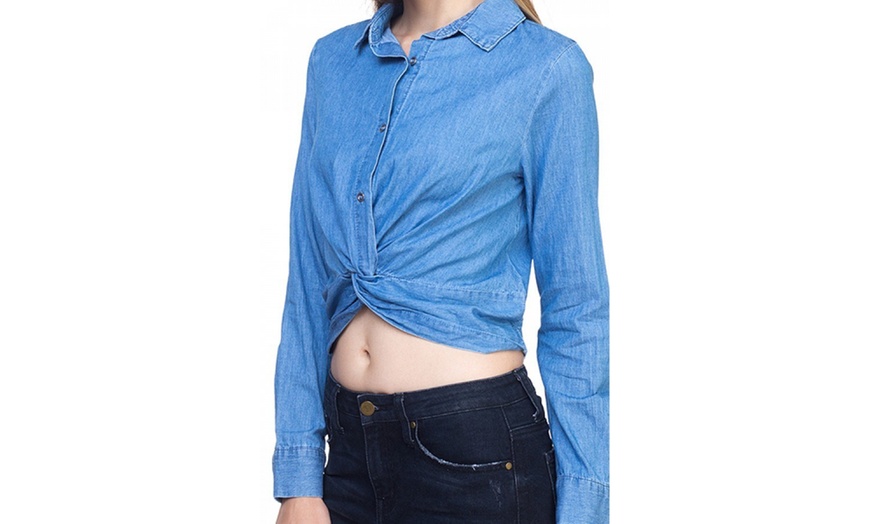 Image 3: Twist front chambray shirt