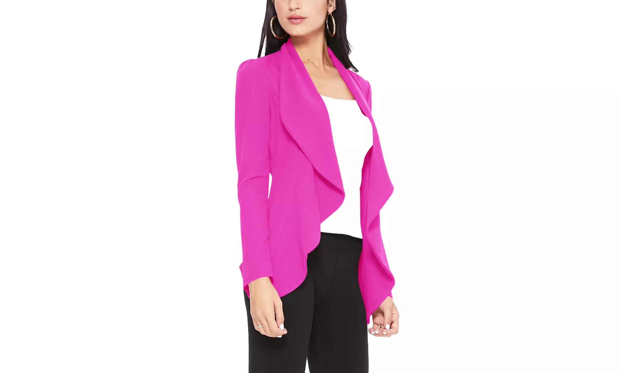 Casual Long Sleeves Open Front Office Wear Solid Blazer Jacket S-3XL