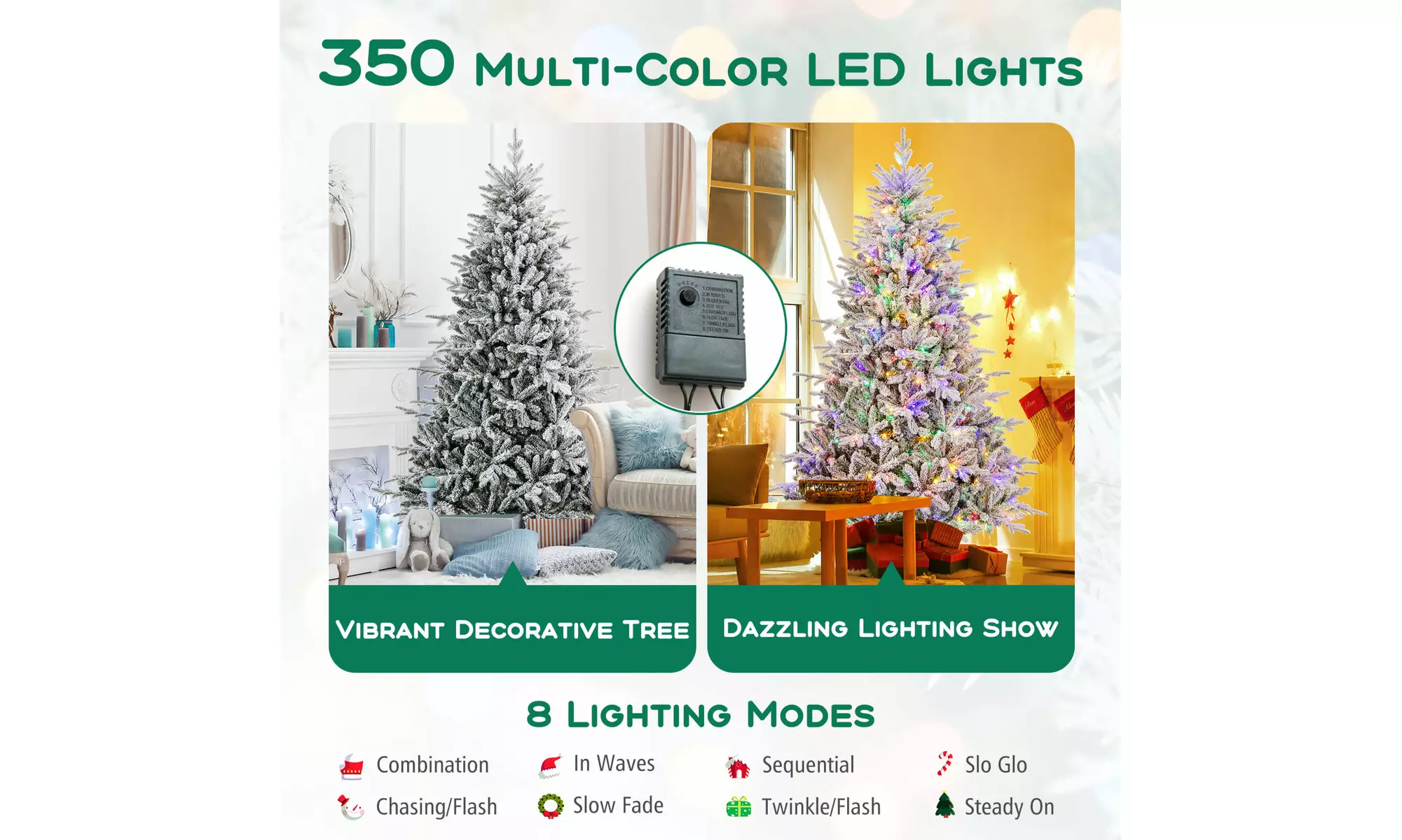 Costway 4.5/6/7 FT Christmas Tree with 8 Lighting Modes Multi-Color LED Lights