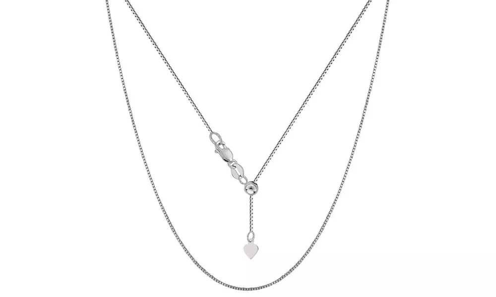 Italian Made Sterling Silver 16"-24" Adjustable Box chain 