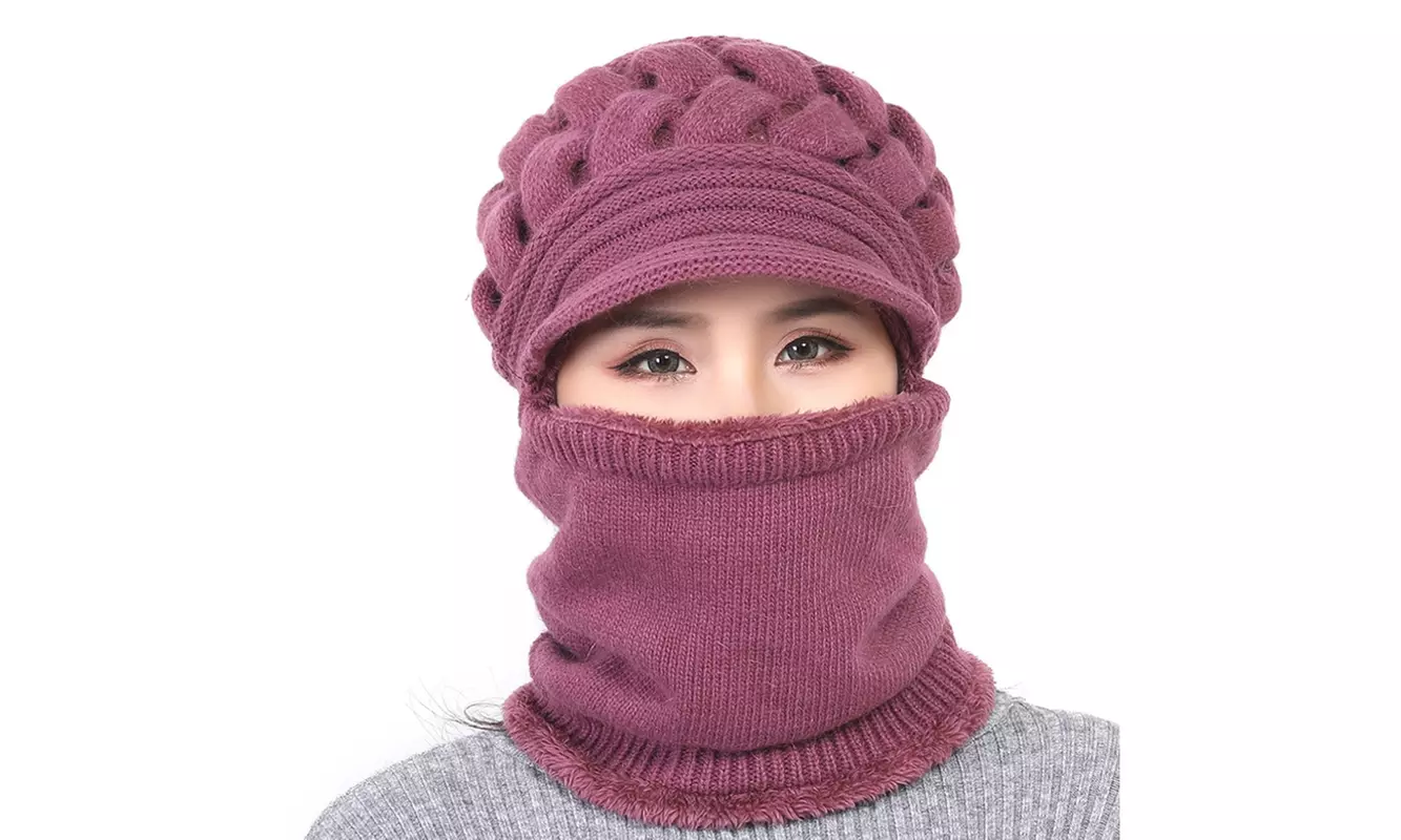 Women's Winter Woolen Hat Plus Velvet Thickening Warm Windproof Cycling Hat - Second Medium