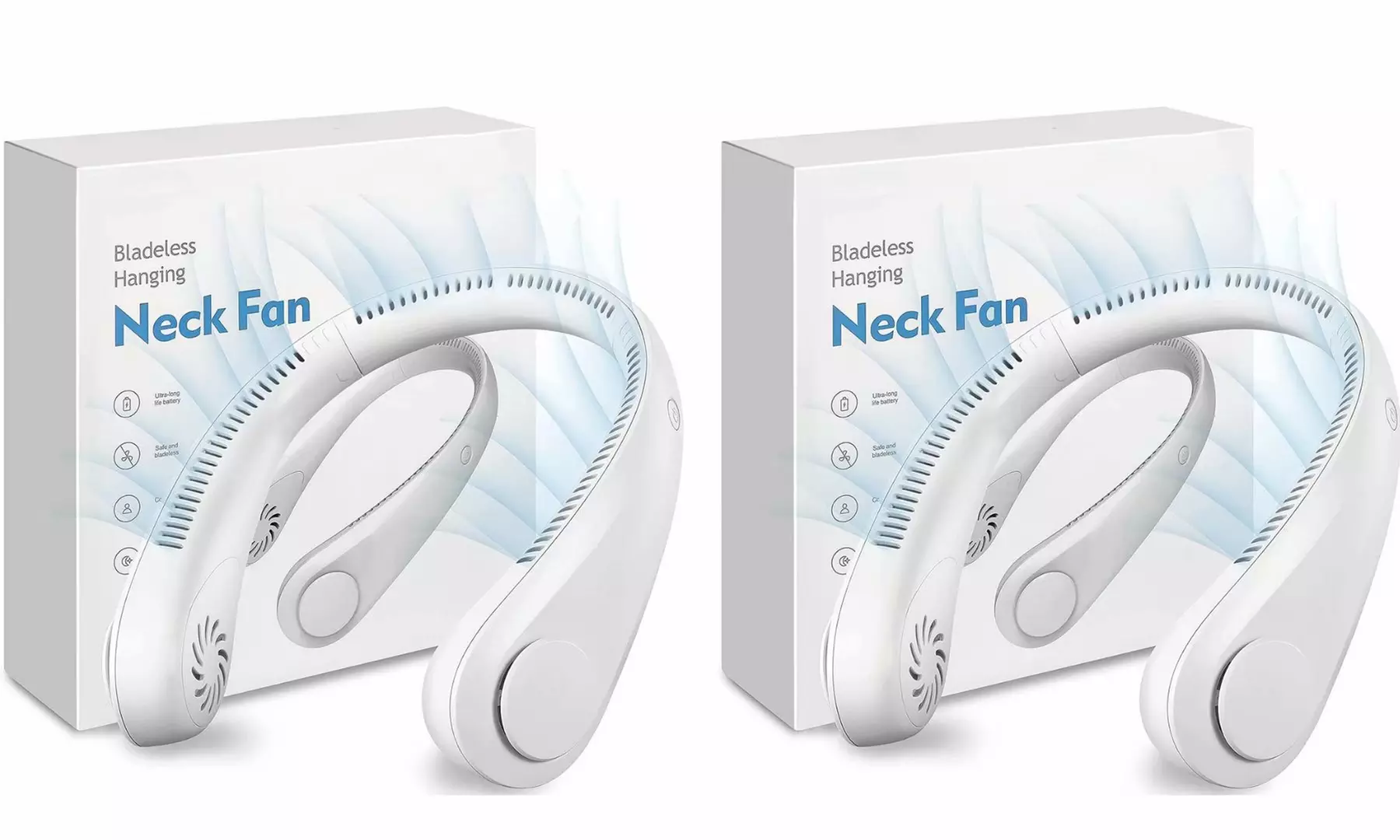 2 Pack Portable Neck Fan Hands Free Bladeless Fan 3 Speeds Wearable Personal Fan - Primary Image