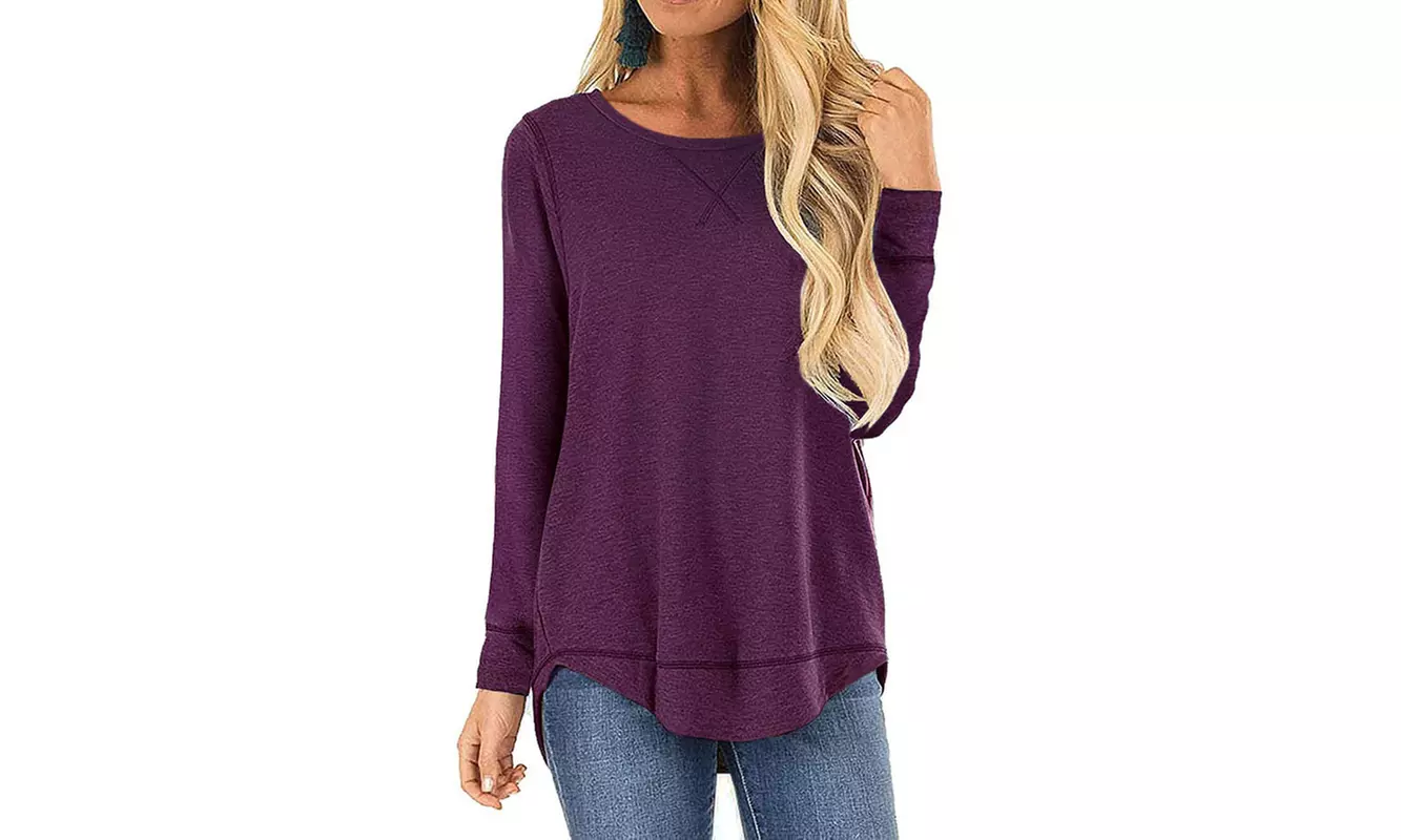 Women's Long Sleeve Tee S-3X  Loose Fit Cross Stitch by Haute Edition 