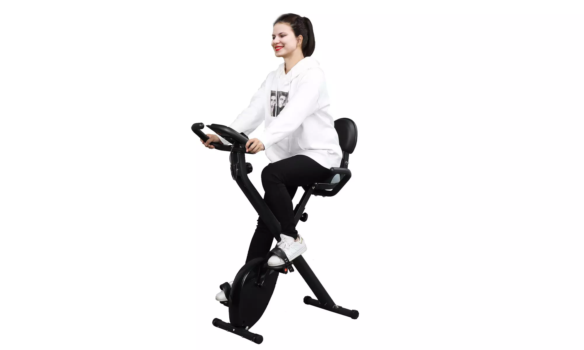 Folding Adjustable Exercise Bike, with Pulse Sensor/LCD Monitor - Primary Image