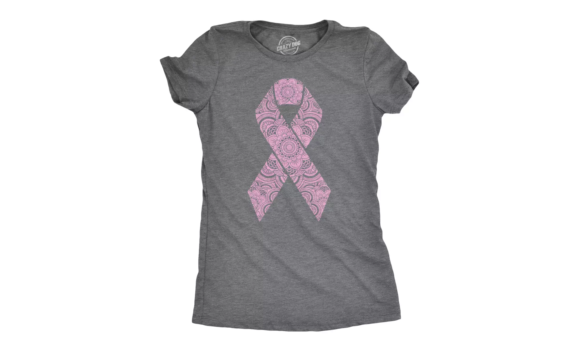 Womens Floral Breast Cancer Ribbon Awareness Survivor T shirt - Primary Image