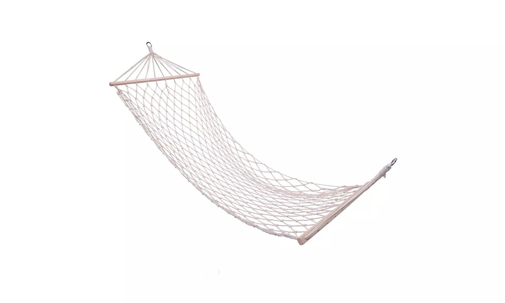 Wood Pole Cotton Rope Hammock Bed with Rope White - Second Medium