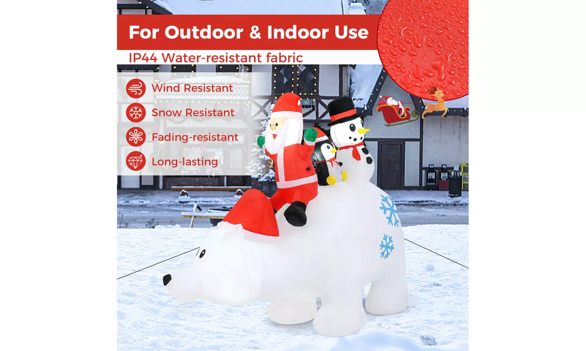 Costway Inflatable Christmas Santa Claus Helicopter Snowman Penguin Lights
