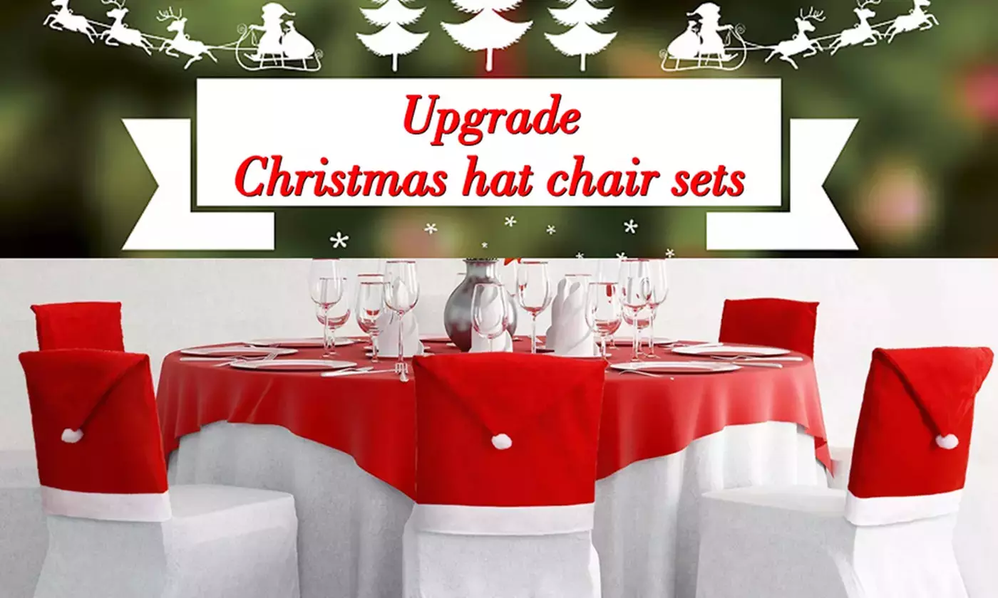Christmas Red Santa Hat Chair Covers Sets for Holiday Party Decor(4-6-8-12 Pack) - Second Medium