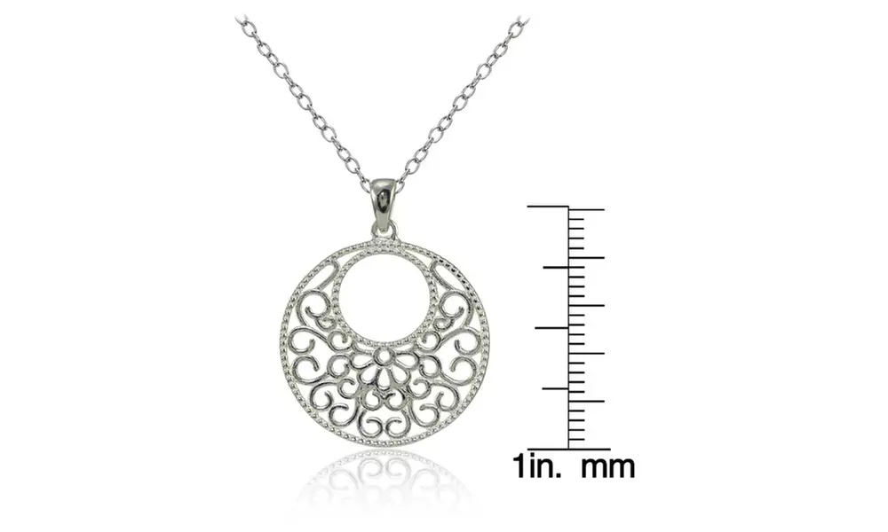 Sterling Silver High Polished Medallion Filigree Necklace