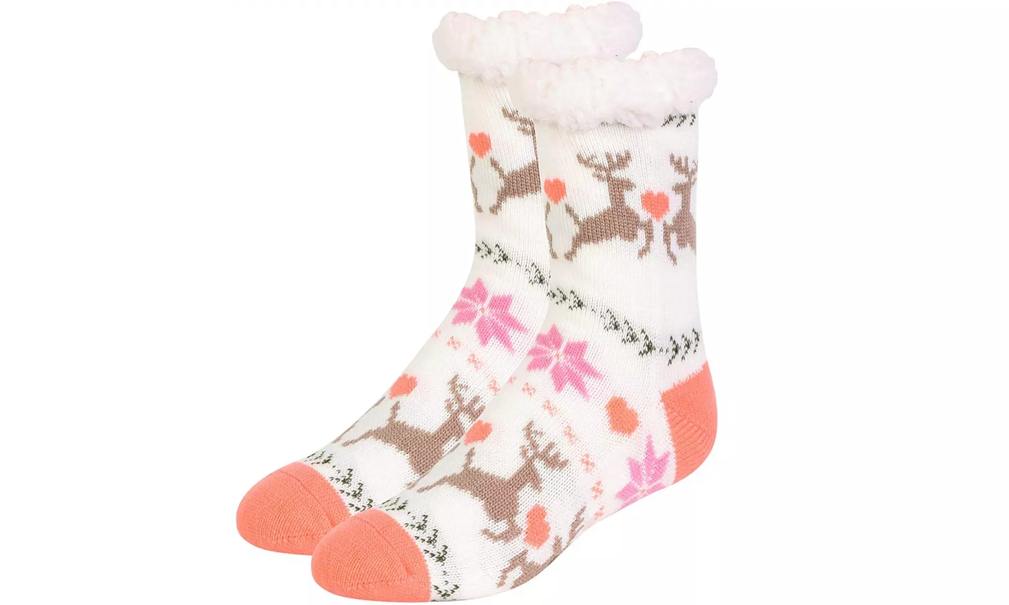 Women's Sherpa Fleece Lined Christmas Cozy Fuzzy Slipper Socks With Grippers