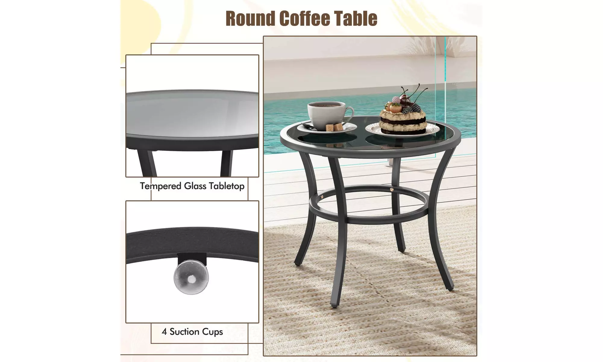 Costway 5 PCS Outdoor Furniture Set Rattan Chairs & Ottomans with Coffee Table