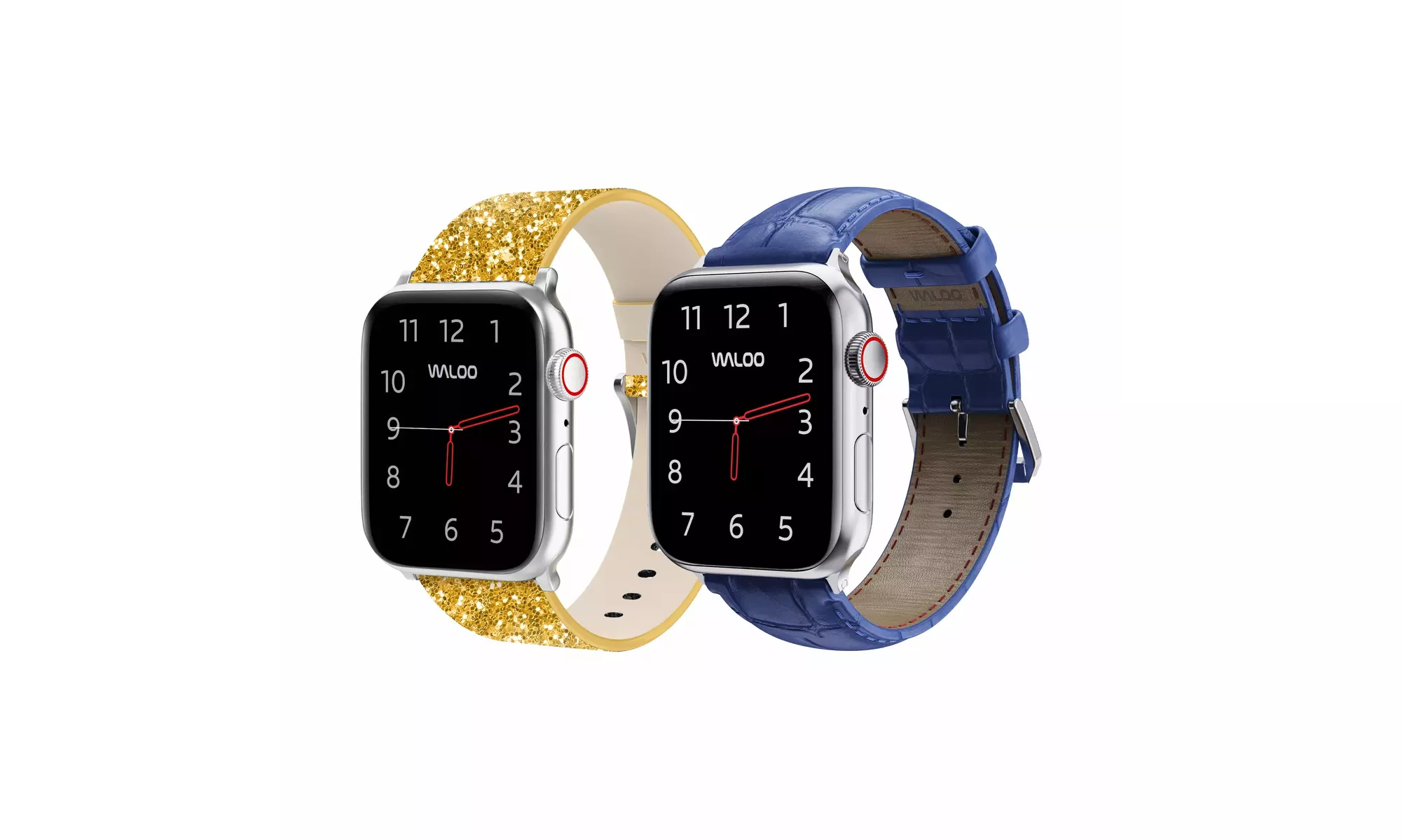 Waloo 2-Pack Leather Bling and Crocodile Embossed Apple Watch Bands