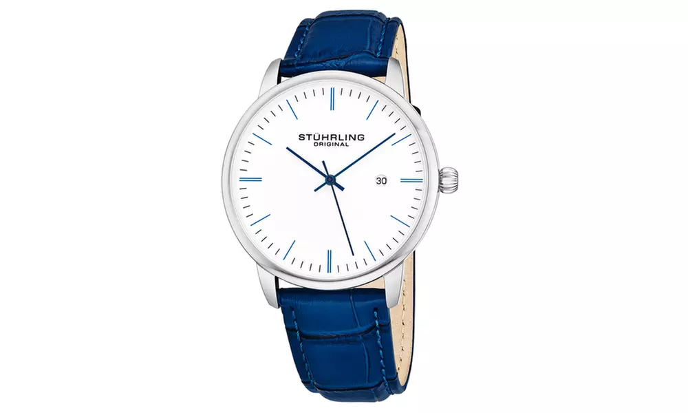 Stuhrling Original Mens Genuine Leather Dress Watch with Date GP16655