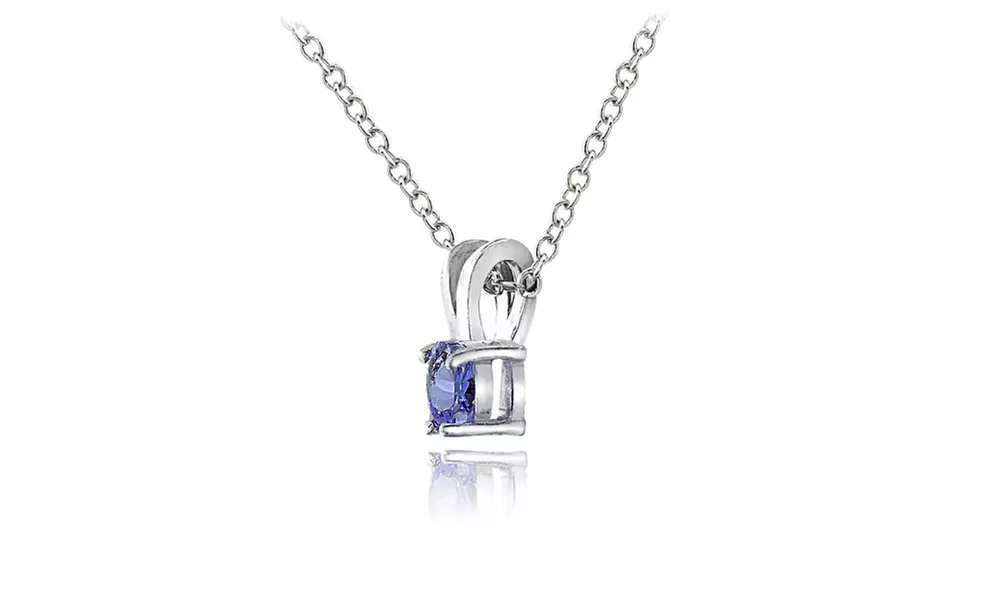 1/2 cttw Tanzanite Round Solitaire Necklace in Sterling Silver - Second Medium
