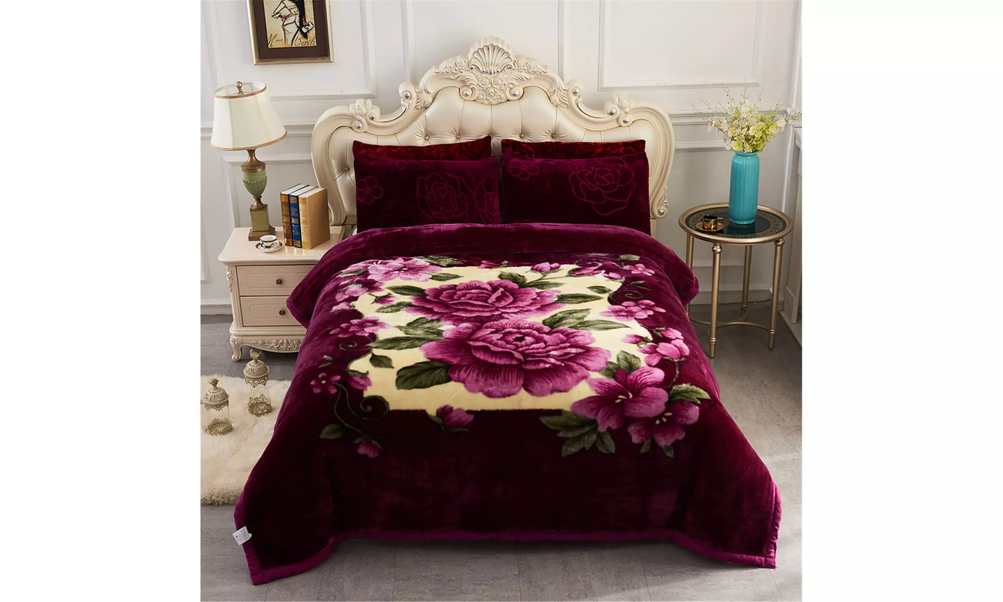 JML Heavy Fleece Blanket,2 Ply Printed Bed Blanket For King Size,85"x93",10Lb