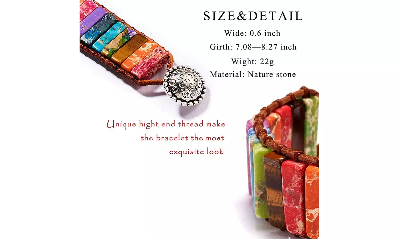 7 Chakra Bracelets with Real Stones Rainbow Wrap Healing Bead Bracelet