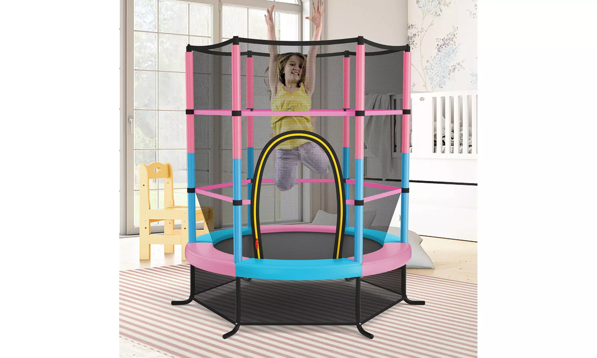 Youth Jumping Round Trampoline 55'' Exercise W/ Safety Pad Enclosure Combo Kids