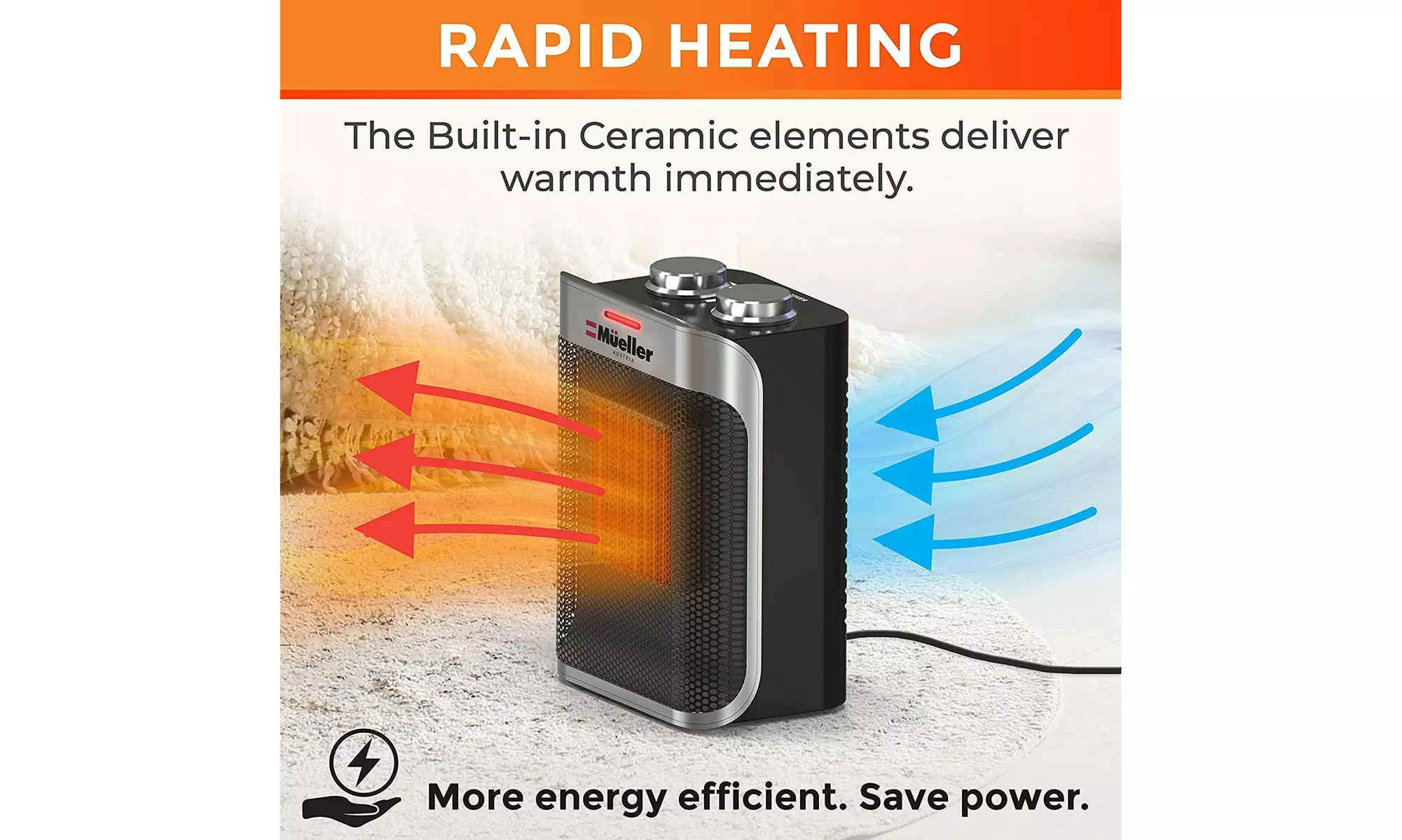 Mueller Portable Heater 750W/1500W Ceramic Space Heater - Second Medium