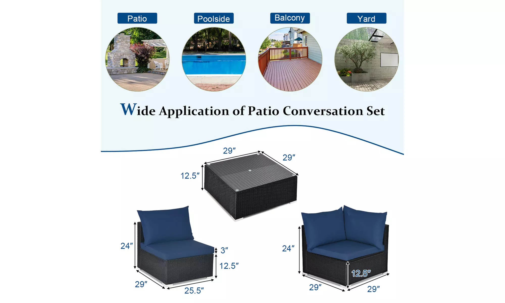 Costway 7PCS Patio Rattan Sofa Set Sectional Conversation Furniture Set Garden