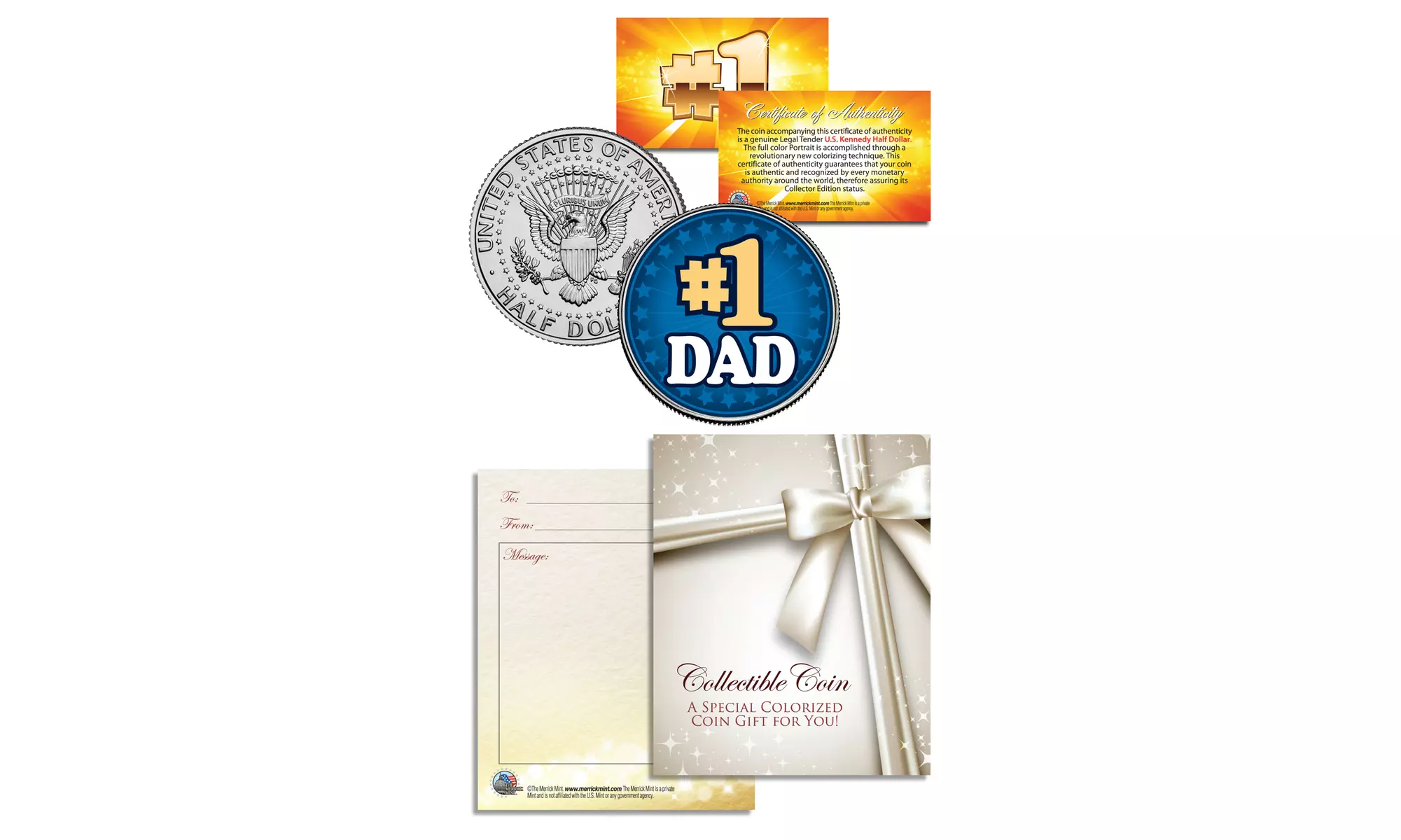 No. 1 DAD or GRANDPA Father's Day JFK Kennedy Half Dollar U.S. Coin w/Gift Card - Primary Image