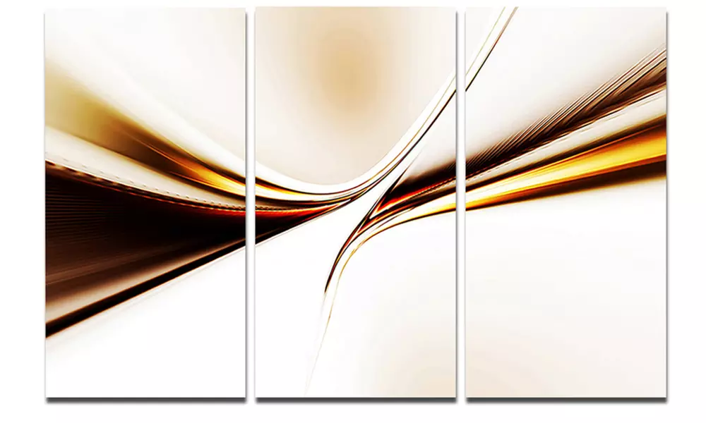 Dynamic Golden Waves - Abstract Digital Art Glossy Metal Wall Art - Primary Image