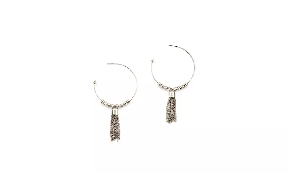 CARA COUTURE Hoop with Fringe Earrings - Primary Image