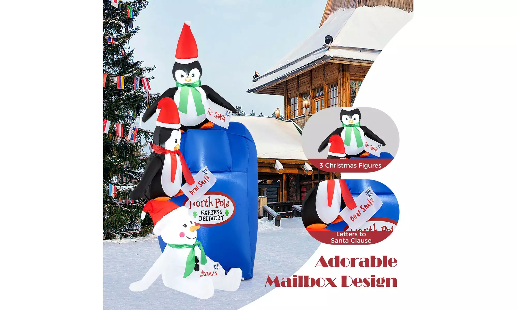 Costway Inflatable Christmas Santa Claus Helicopter Snowman Penguin Lights